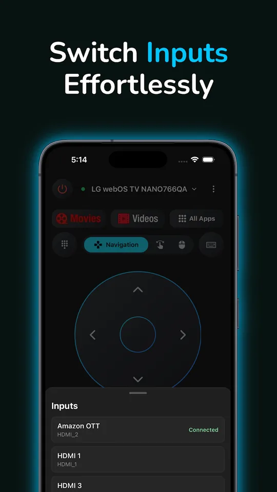 Input switcher for changing HDMI sources on the TV