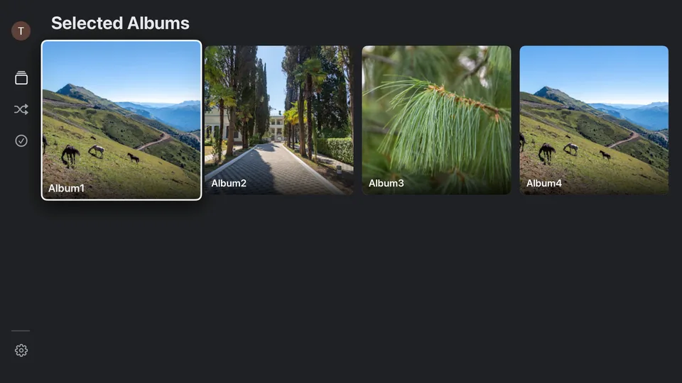 Selected Albums grid with album covers