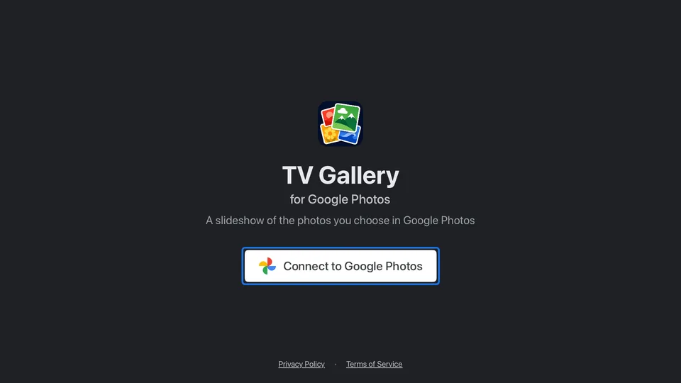 Welcome screen with the Connect to Google Photos button