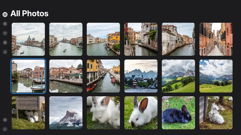 All Photos grid on the TV with the side menu
