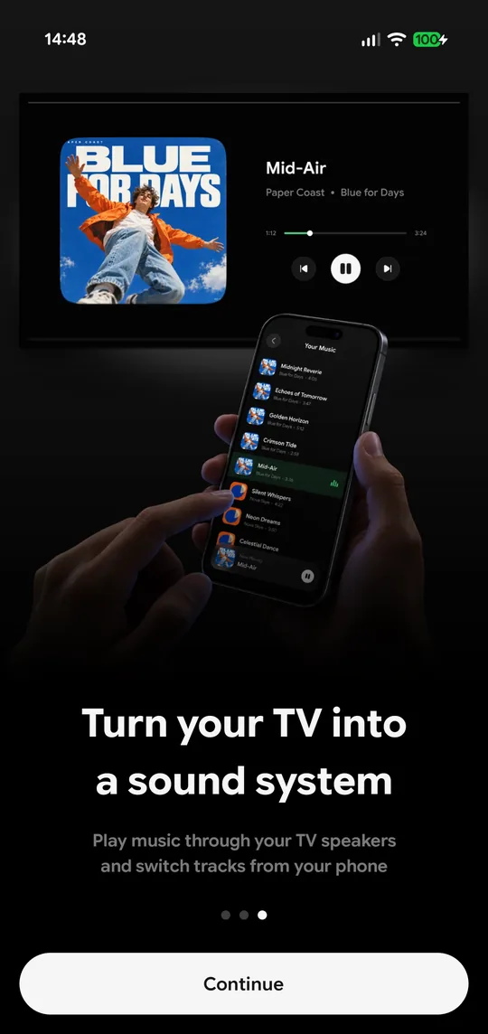 Playing music from the phone through the TV speakers