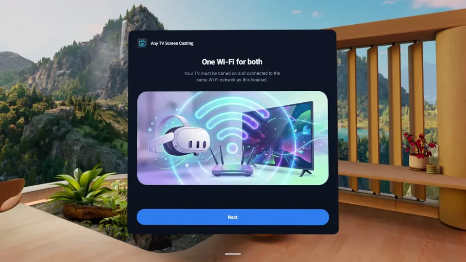 Setup hint: the TV and the headset must be on the same Wi-Fi network